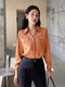 Women Collar Down Satin Formal Shirts